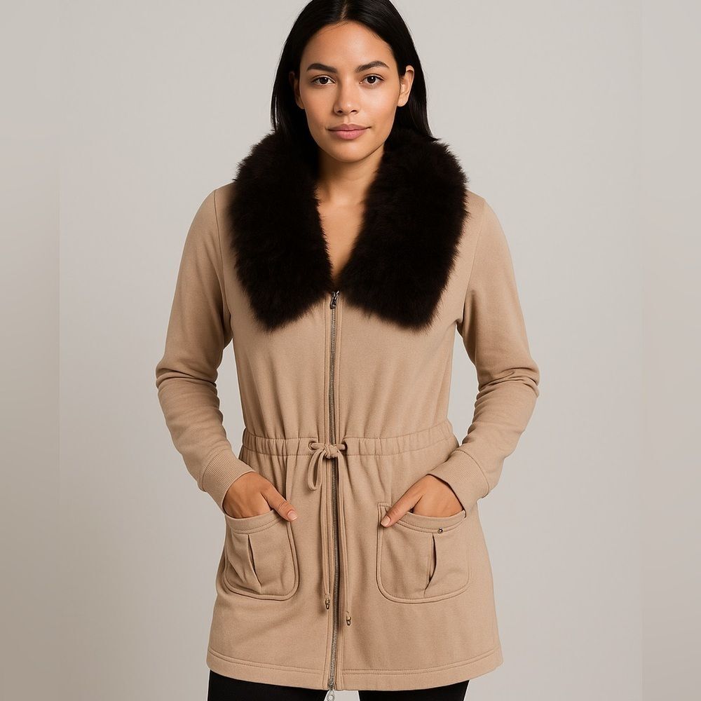 BCBG MaxAzaria Women’s Cotton Twill Quilt Lined Military Anorak Midlength